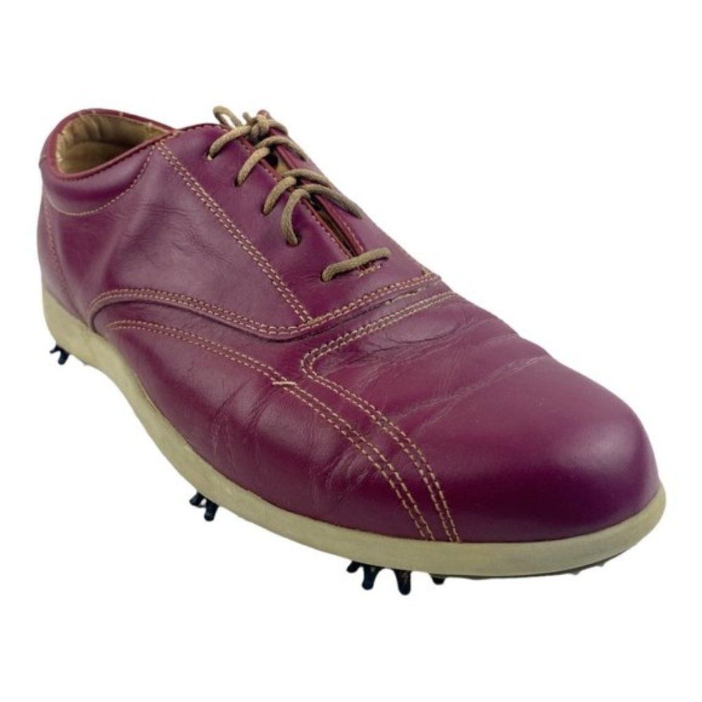 Footjoy LoPro Womens Maroon Red Leather Lace Up Golf Shoes Cleats US 7.5 M 97028